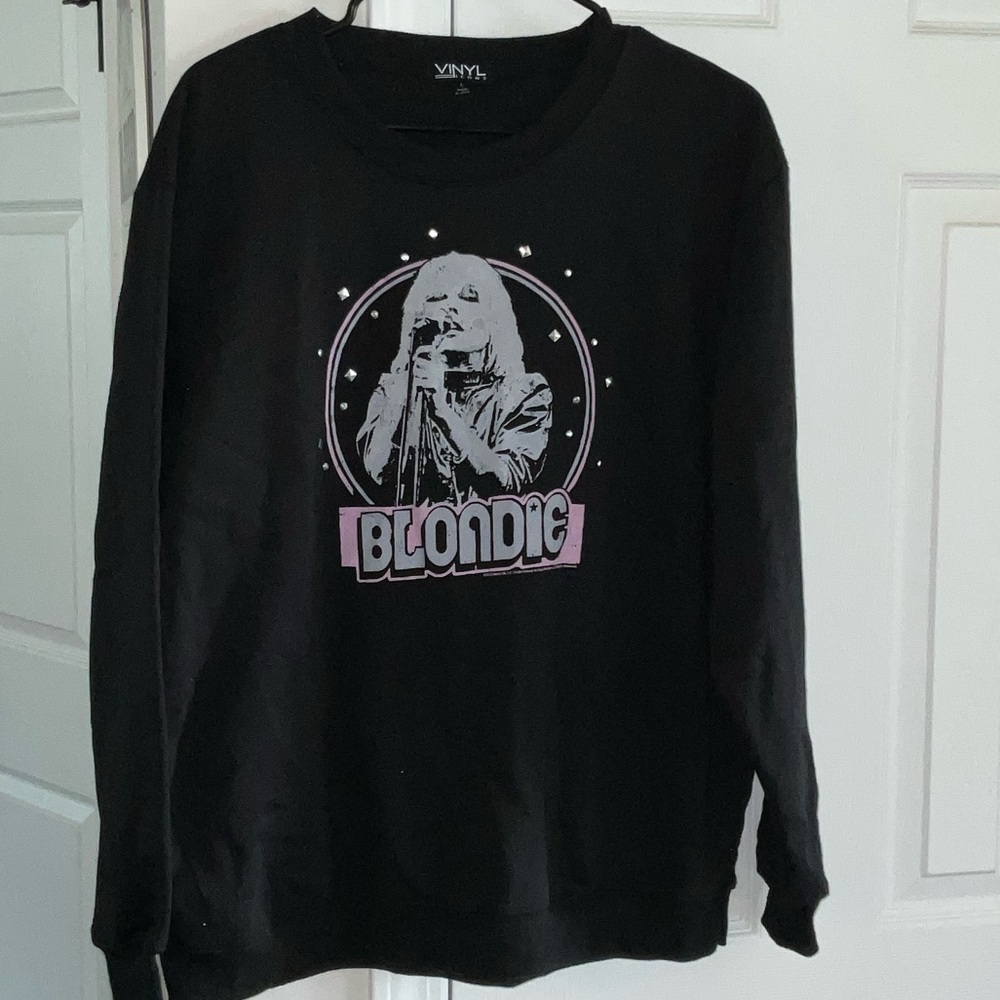 Vinyl Blondie Graphic Black Pullover Sweatshirt